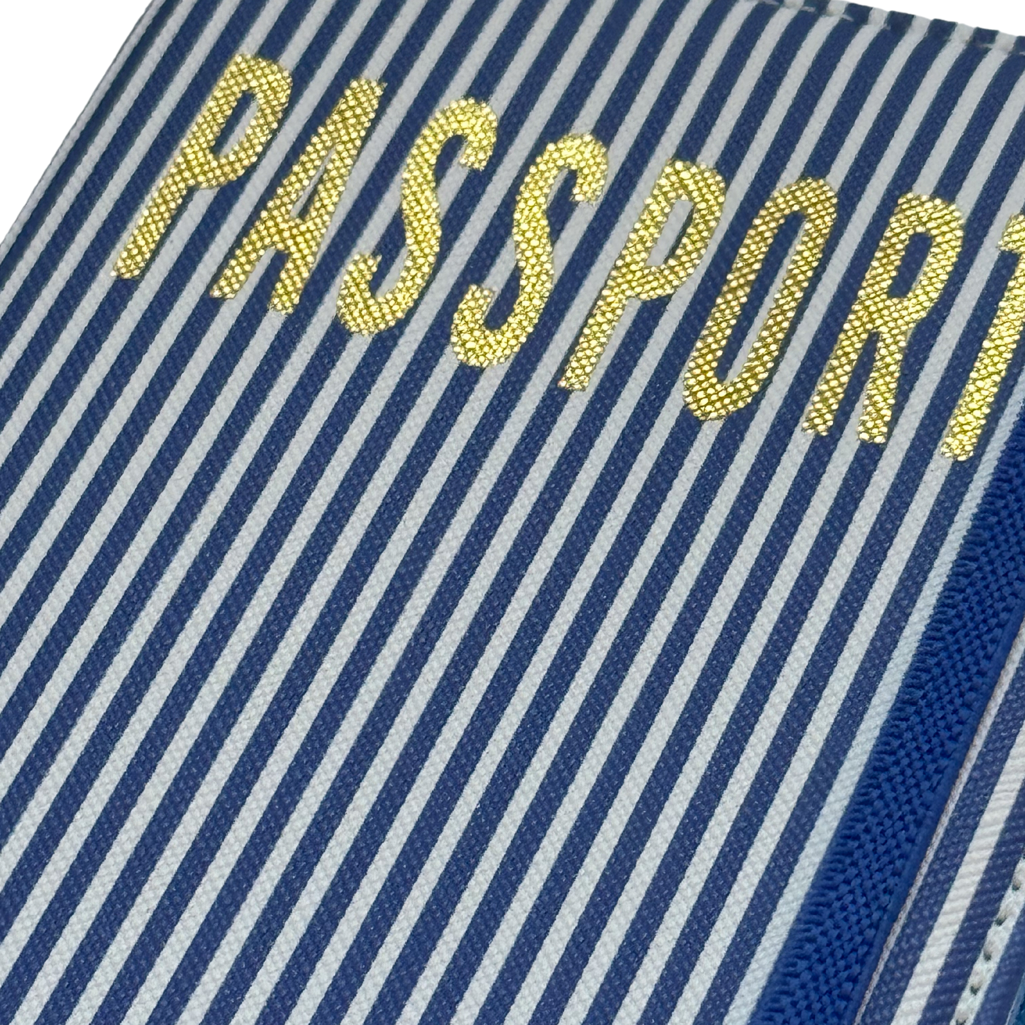 Navy Stripe Passport Case | Vegan Leather Travel Accessory & Holder