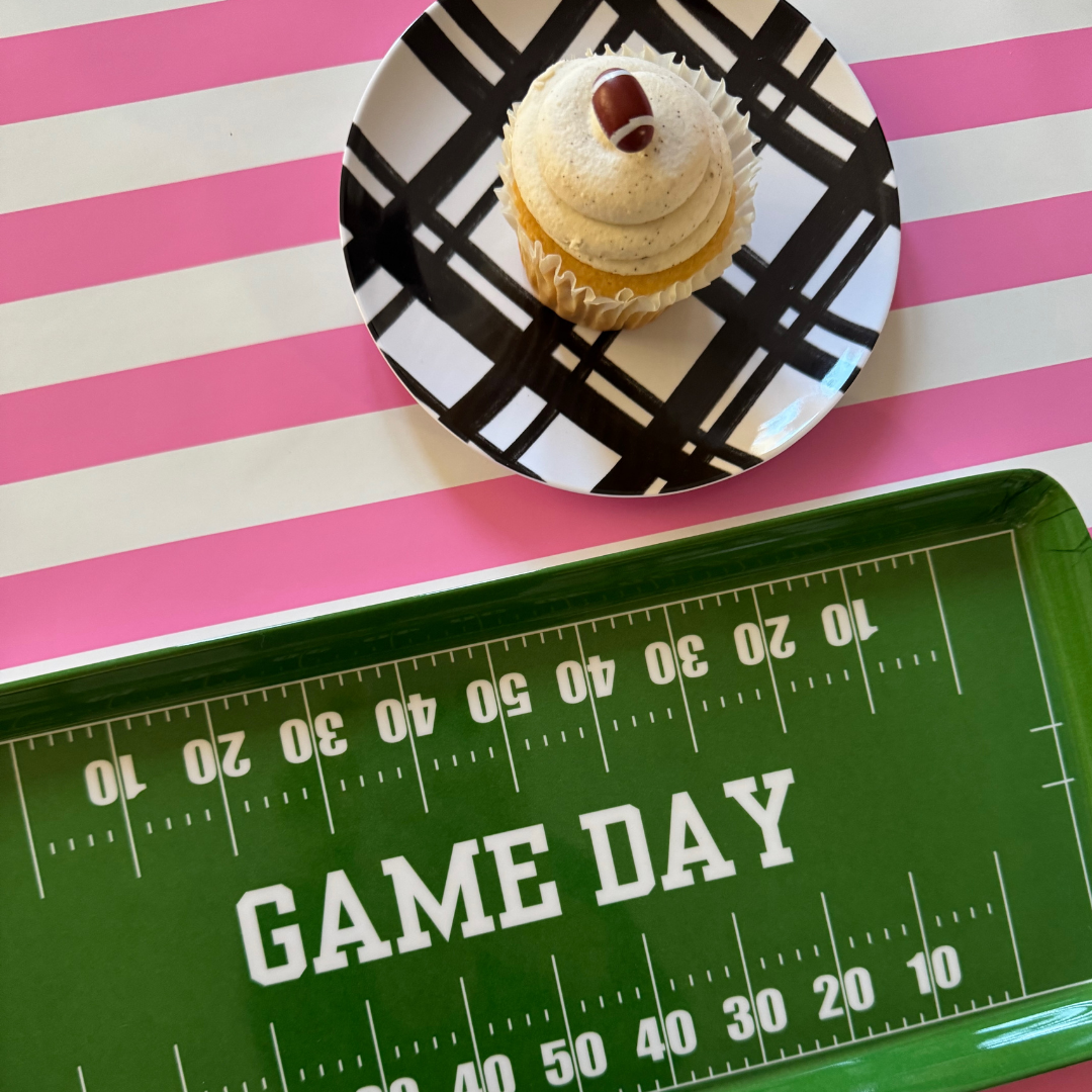 Green Football GameDay Melamine Tray for Appetizers & Tailgate Parties