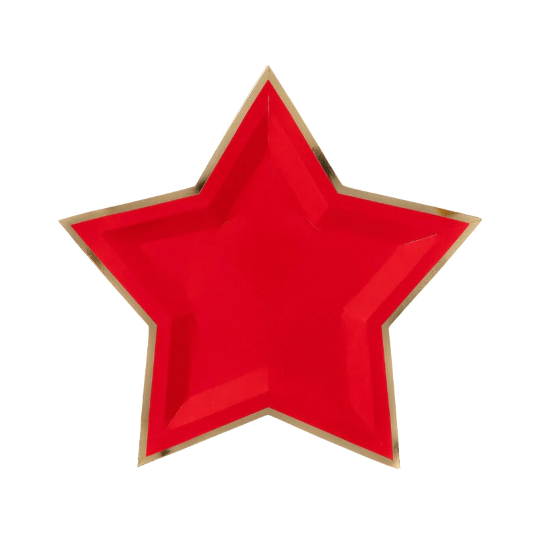 Red Star 4th of July Plate – Patriotic Star-Shaped with Gold Foil Trim