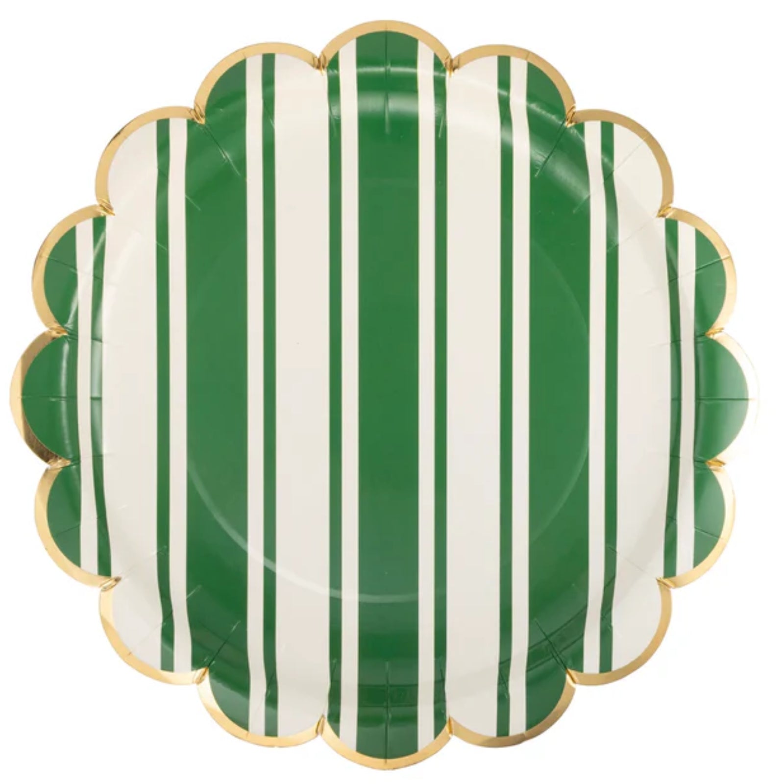 Green Striped Paper Plates for Tennis, Pickleball & Preppy Parties – Set of 8, 10x10 Inches