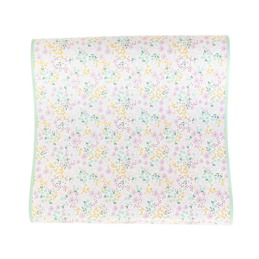 Pastel Ditsy Floral Paper Table Runner for Spring & Holiday Celebrations