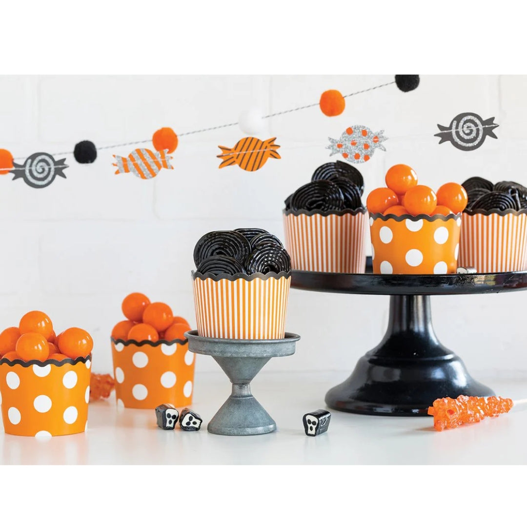 Halloween Orange & Black Snack Cups for Party