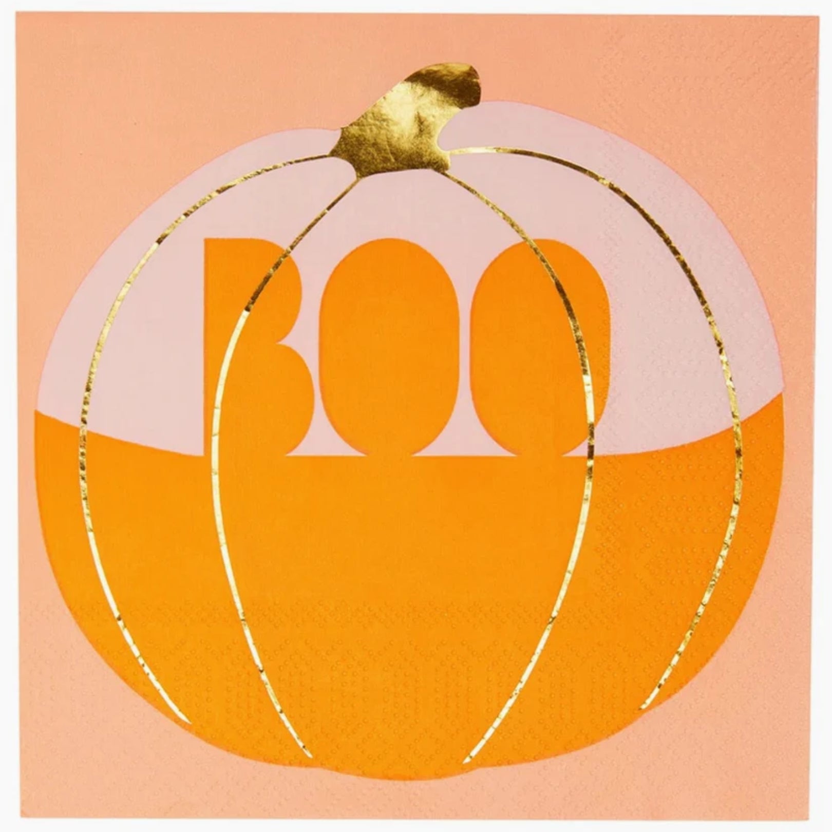 Gold Foil Halloween Pumpkin Napkins with Boo! – 16 Count, 6.5