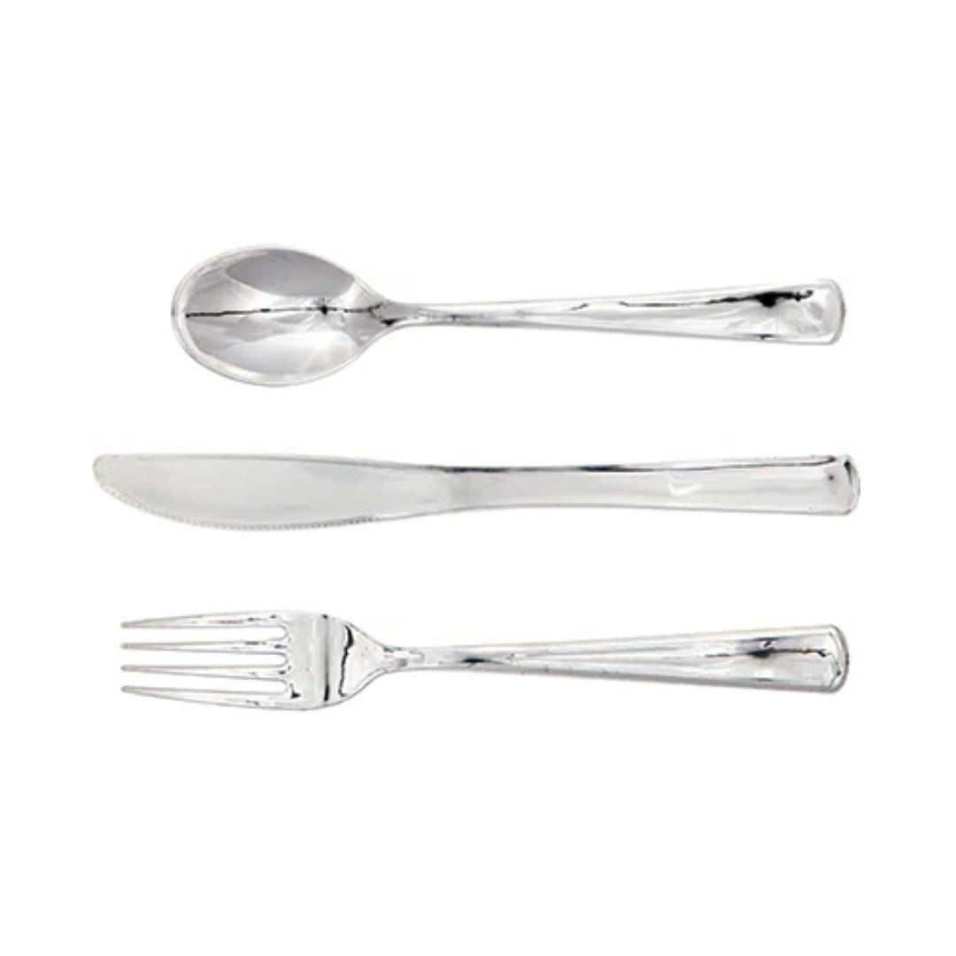 Premium 24-Count Metallic Silver Assorted Cutlery Set for All Occasions