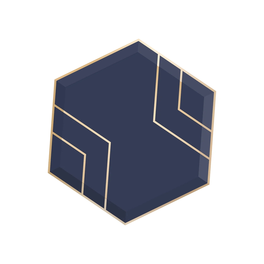 Navy & Gold Foil Hexagon Large Plates – Elegant Dinnerware for Parties & Celebrations