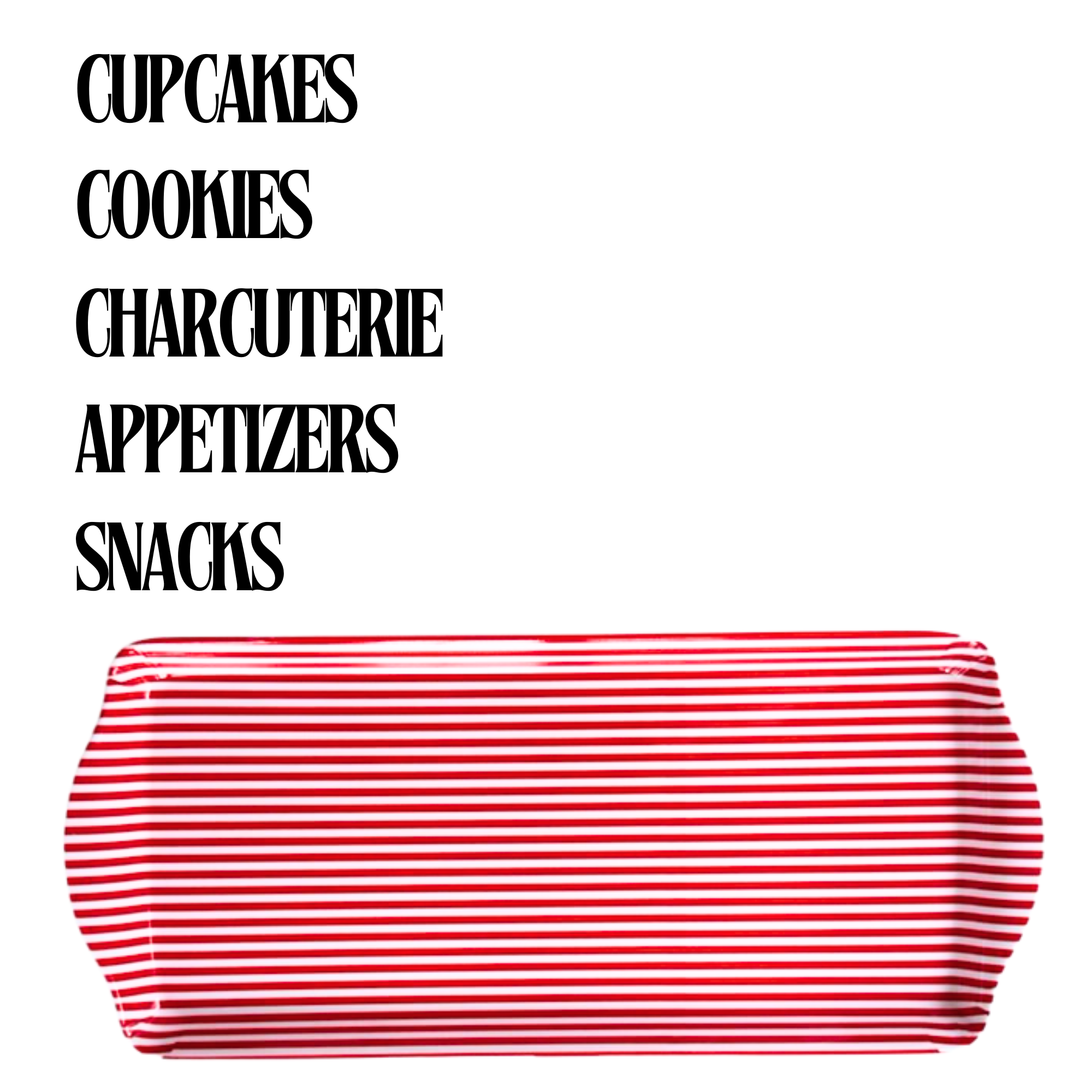 Red Stripe Melamine Multi Purpose Party Tray for Appetizers & Desserts