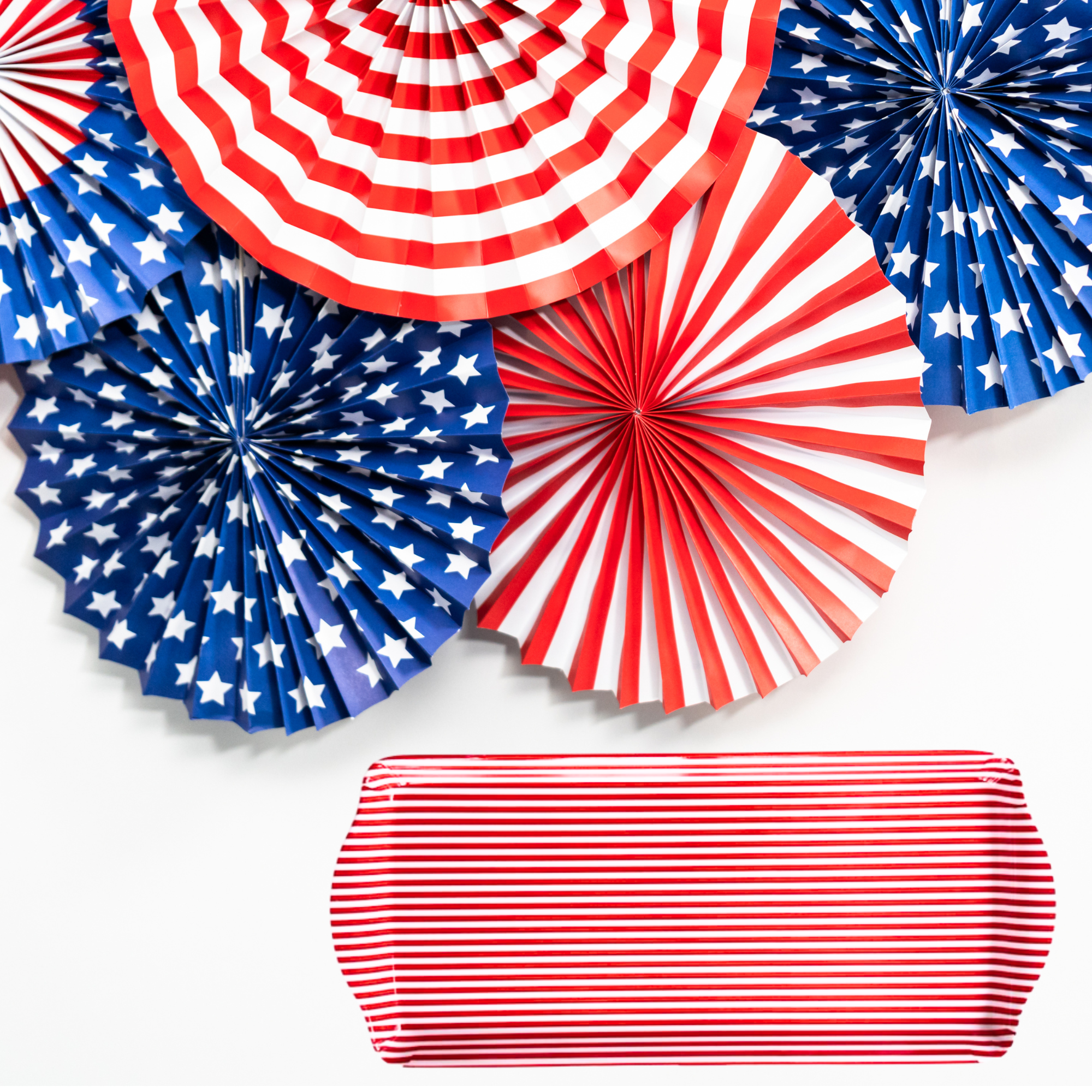 Red Stripe Melamine Multi Purpose Party Tray for Appetizers & Desserts