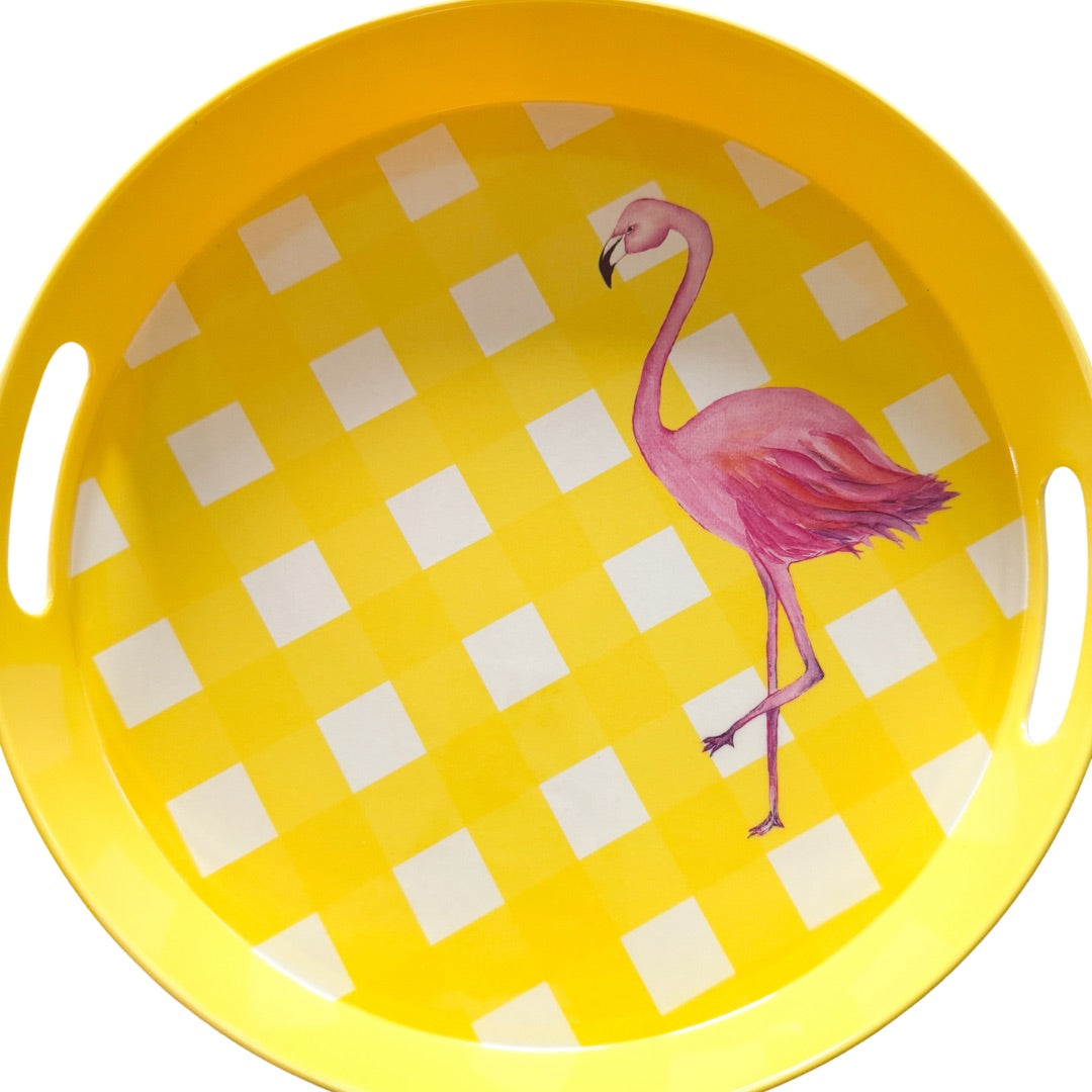 Flamingo Yellow Reusable Melamine Serving Tray