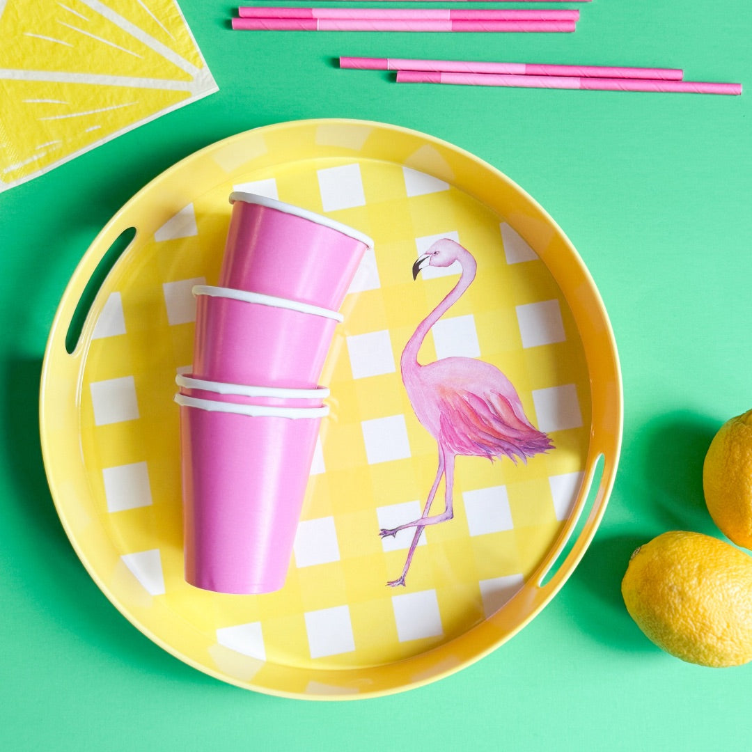 Flamingo Yellow Reusable Melamine Serving Tray