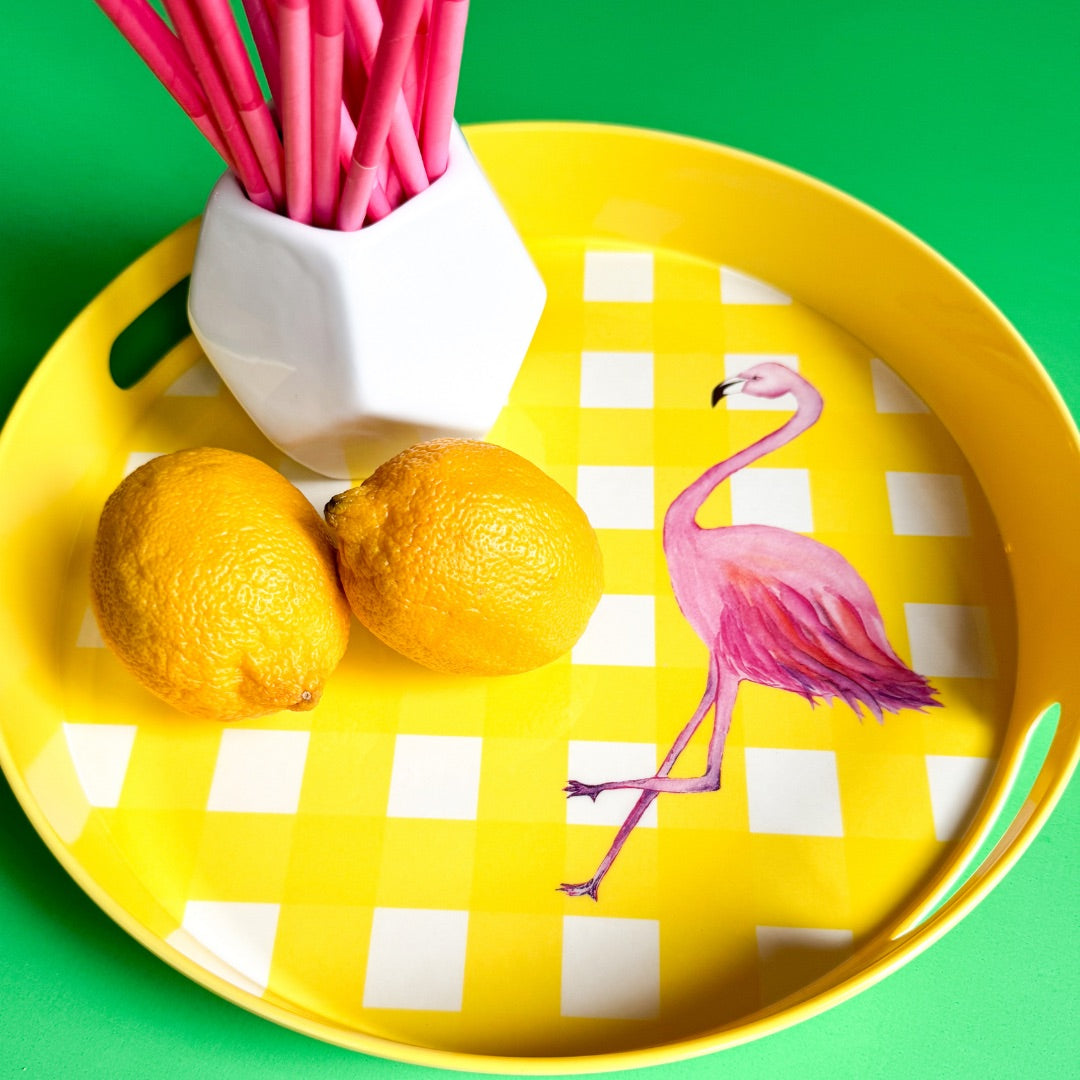 Flamingo Yellow Reusable Melamine Serving Tray