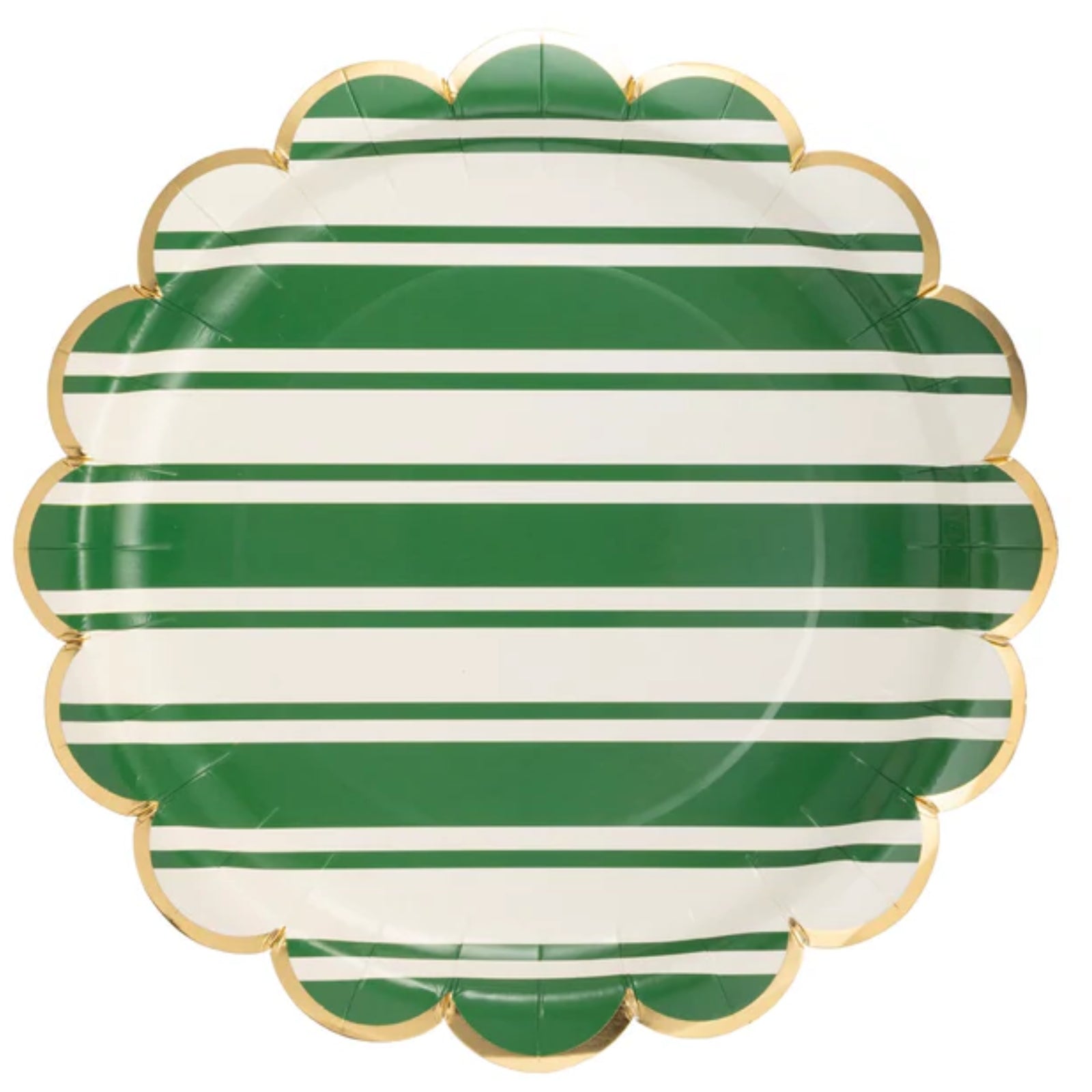 Green Striped Paper Plates for Tennis, Pickleball & Preppy Parties – Set of 8, 10x10 Inches