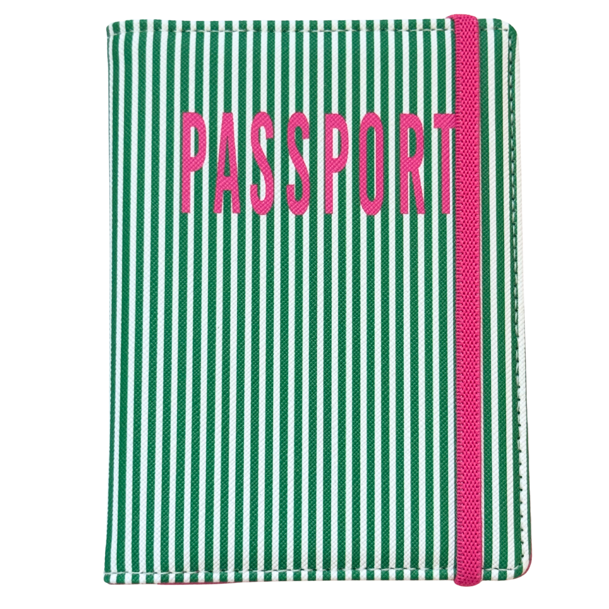 Green Stripe Passport Case | Vegan Leather Travel Accessory & Holder