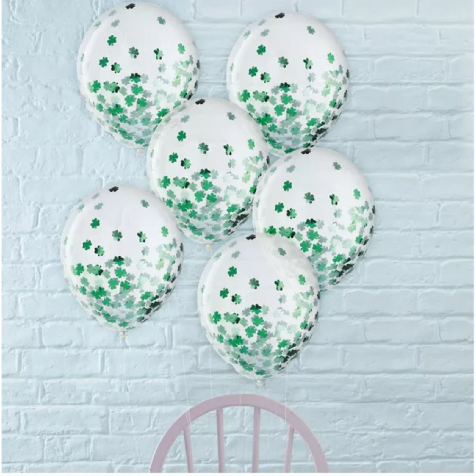 12" Clear Shamrock Confetti Balloons – 6 Ct | St. Patrick’s Day Party Decorations with Green Shamrock Confetti