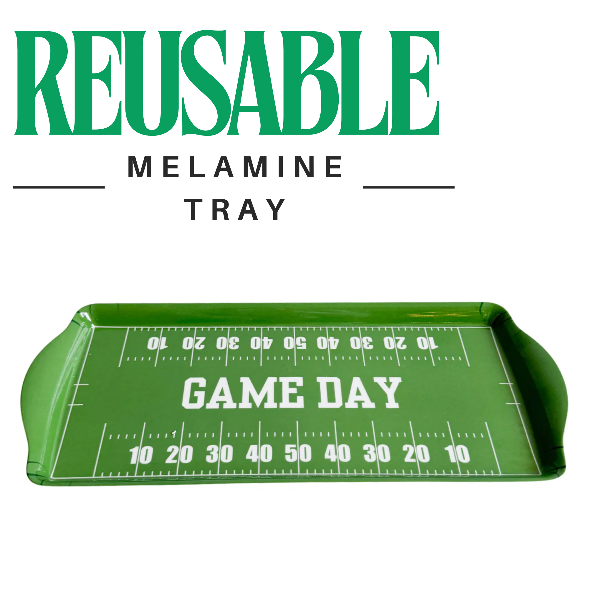 Green Football GameDay Melamine Tray for Appetizers & Tailgate Parties