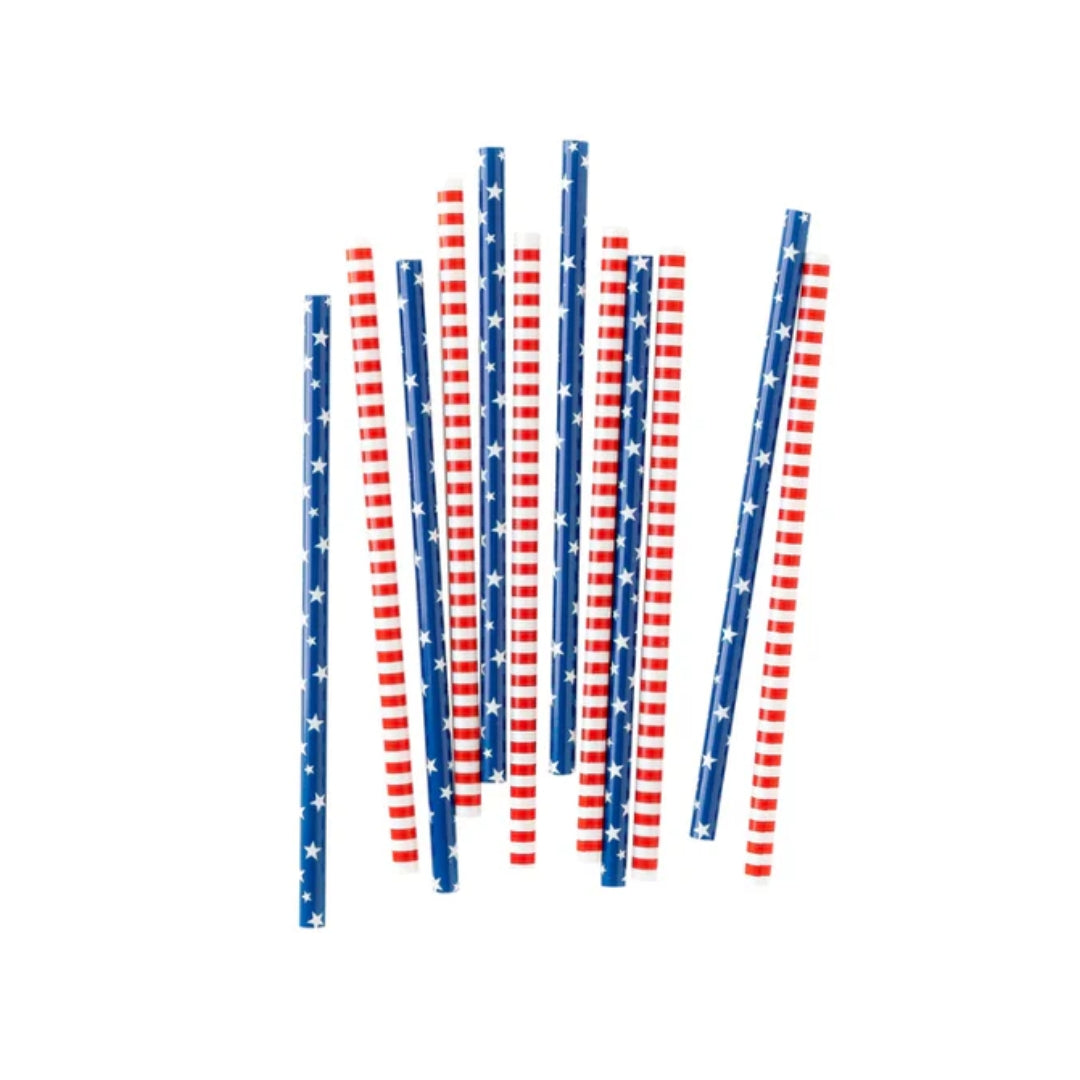 Patriotic Red, White & Blue Reusable Straws