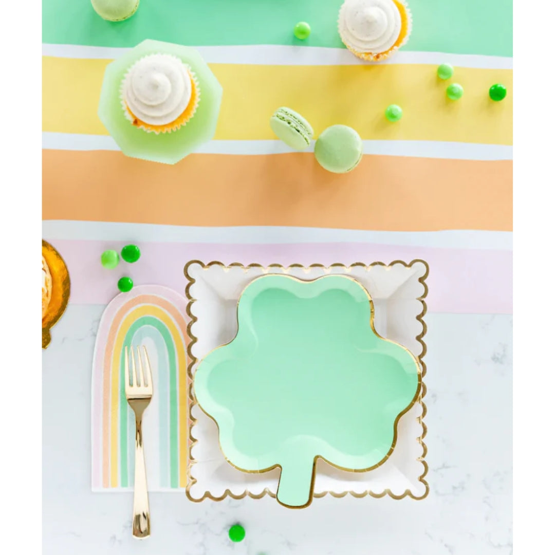 St. Patrick's Day Green Shamrock Party Plates with Gold Foil Detail