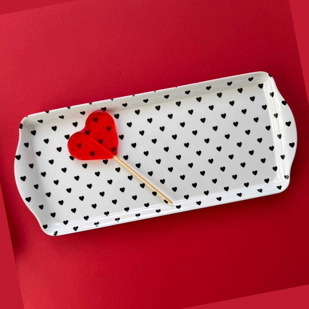 Black Hearts Valentine's Serving Tray