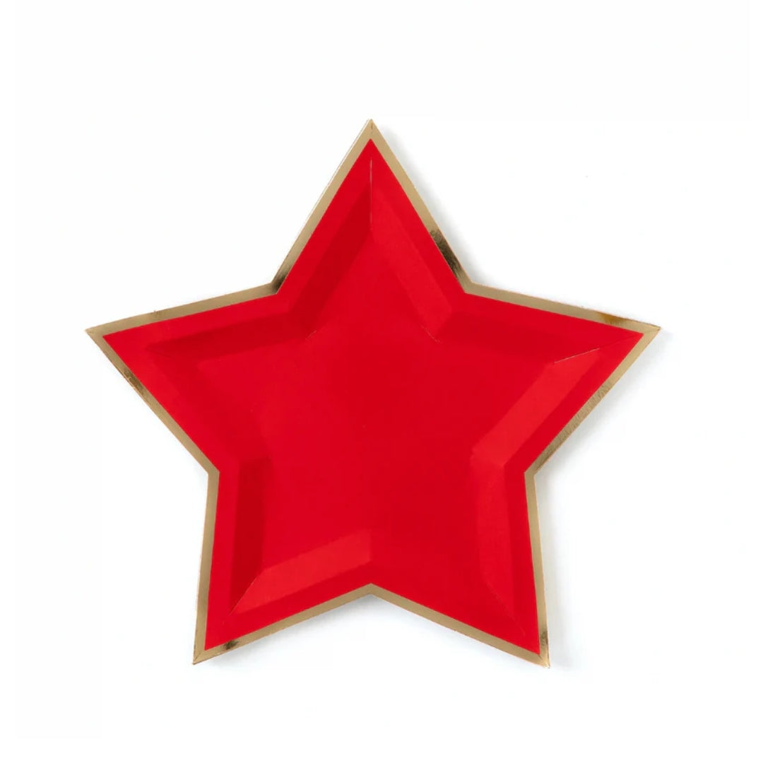 Red Star 4th of July Plate – Patriotic Star-Shaped with Gold Foil Trim