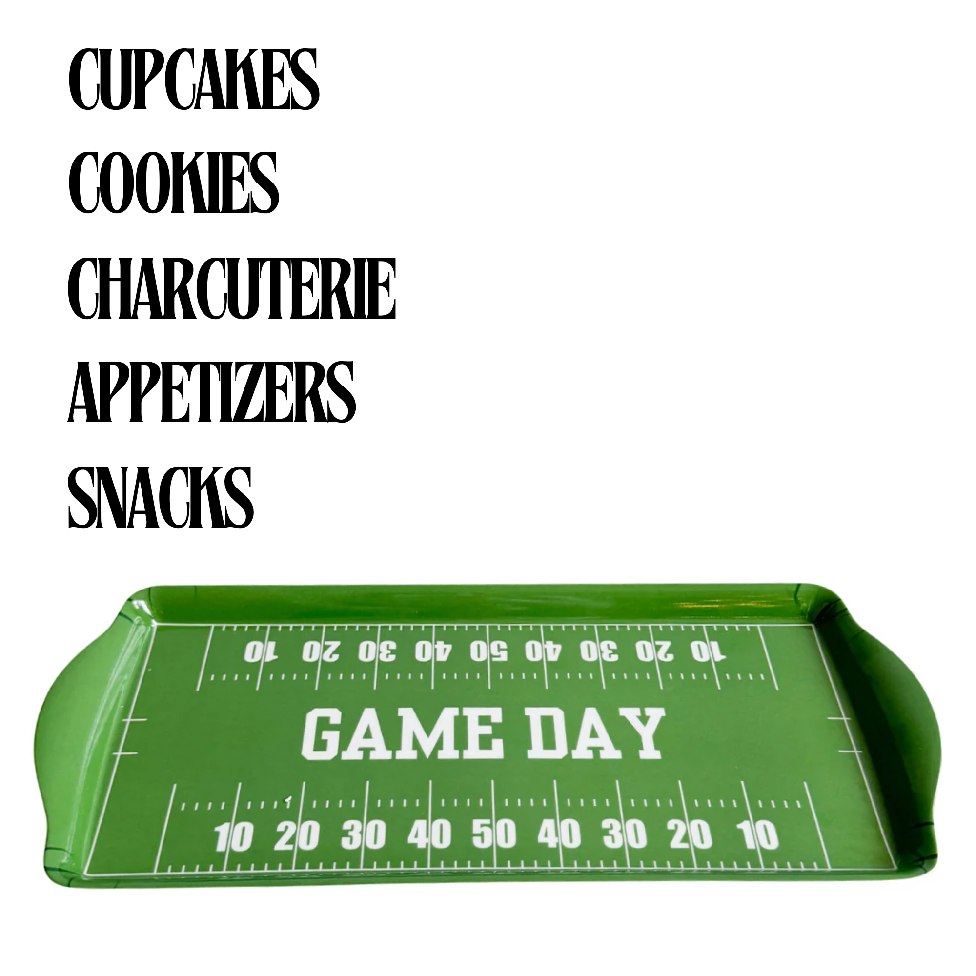 Green Football GameDay Melamine Tray for Appetizers & Tailgate Parties