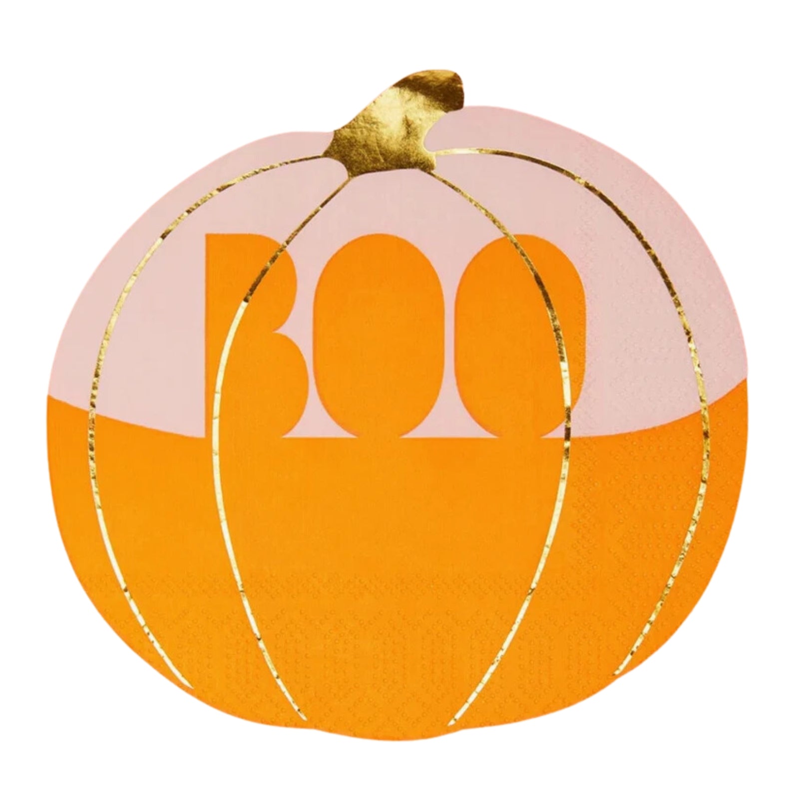 Gold Foil Halloween Pumpkin Napkins with Boo! – 16 Count, 6.5