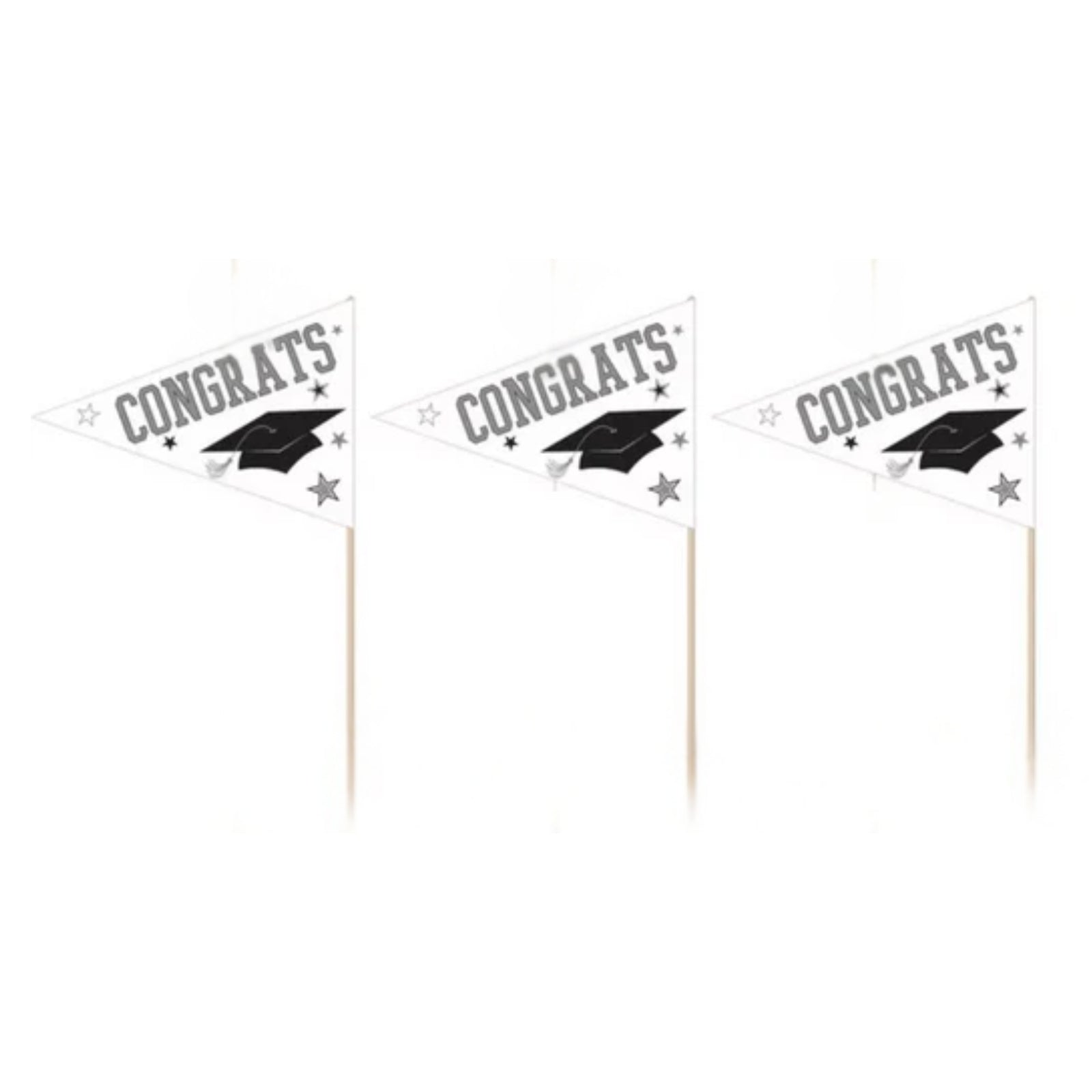 Graduation Party Cupcake & Food Picks – 36 Ct | Black Grad Cap Toppers for Celebration and Dessert Décor