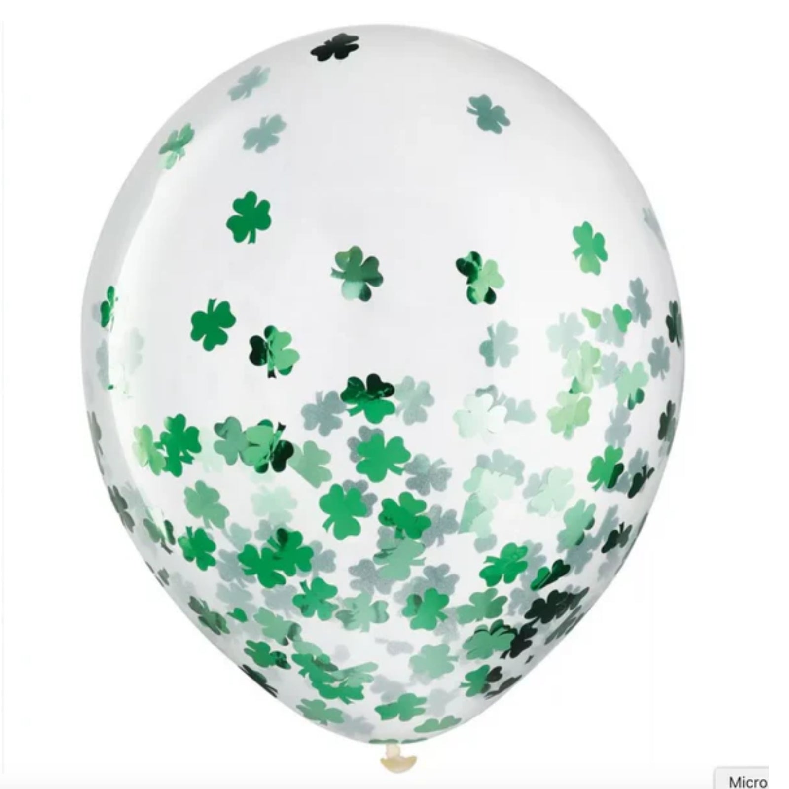 12" Clear Shamrock Confetti Balloons – 6 Ct | St. Patrick’s Day Party Decorations with Green Shamrock Confetti