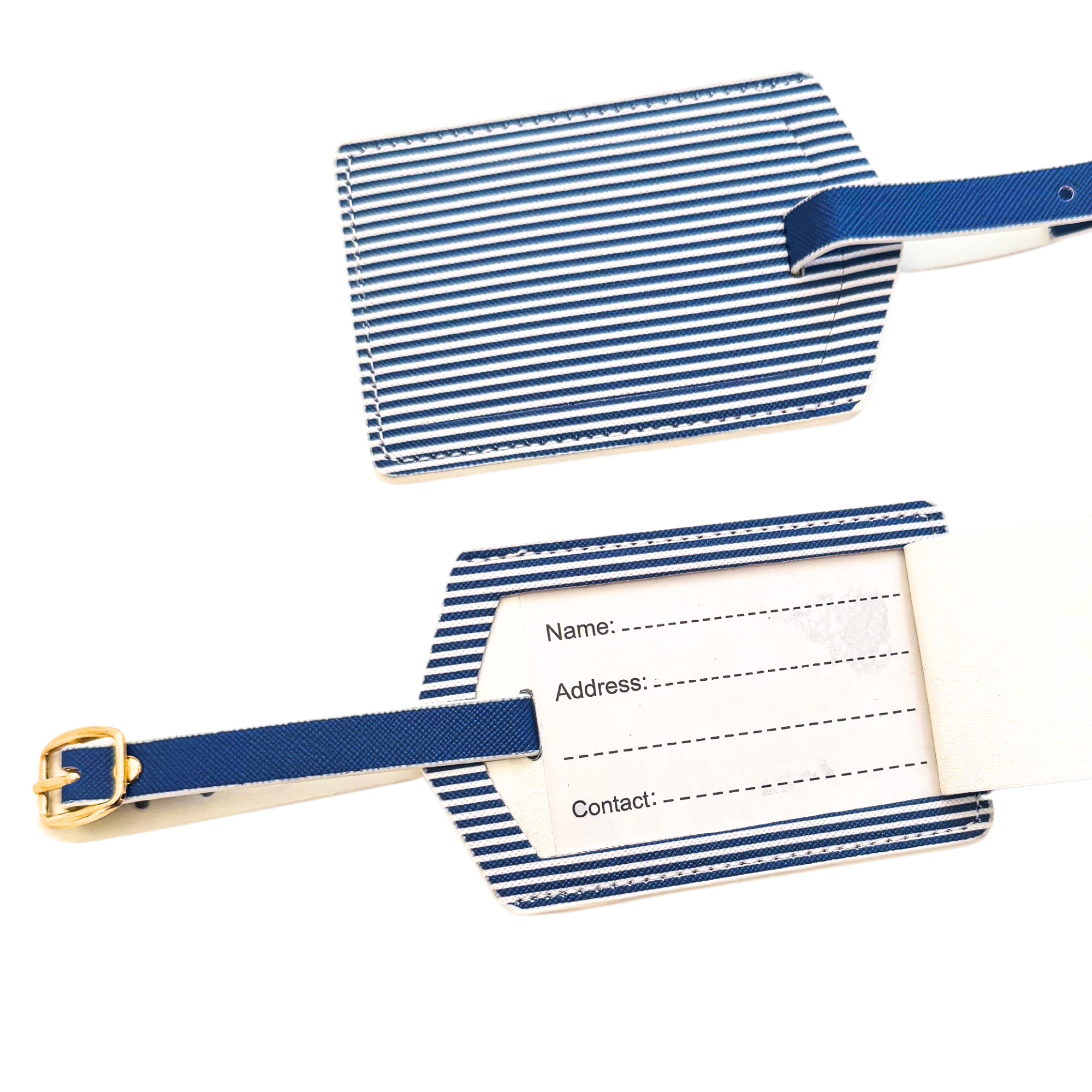 Stylish Navy Stripe Luggage Tag Set (2-Pack) for Travel Convenience