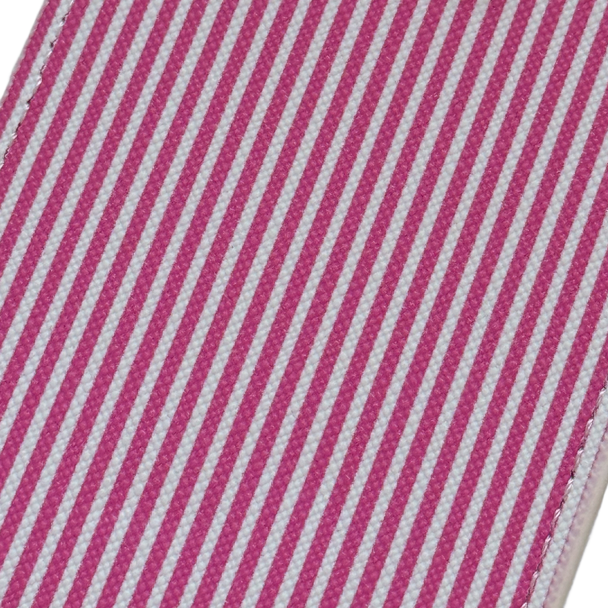 Hot Pink Stripe Luggage Tag Set - Vegan Leather Travel Accessories (2 Pack)