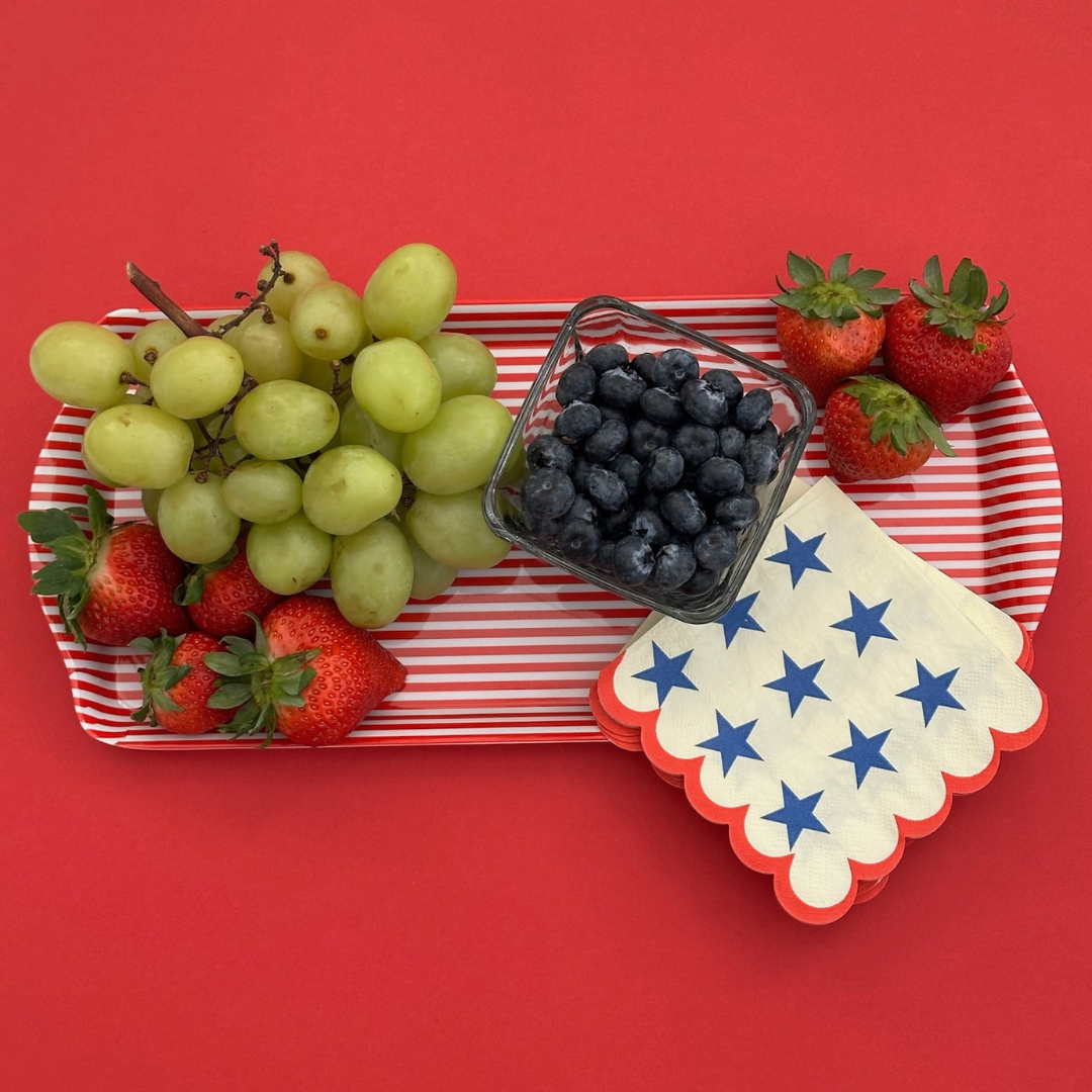 Red Stripe Melamine Multi Purpose Party Tray for Appetizers & Desserts