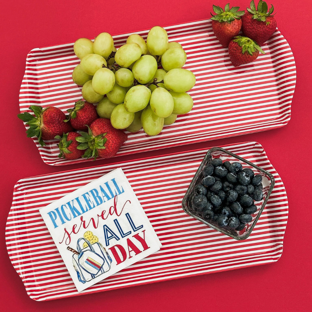 Red Stripe Melamine Multi Purpose Party Tray for Appetizers & Desserts