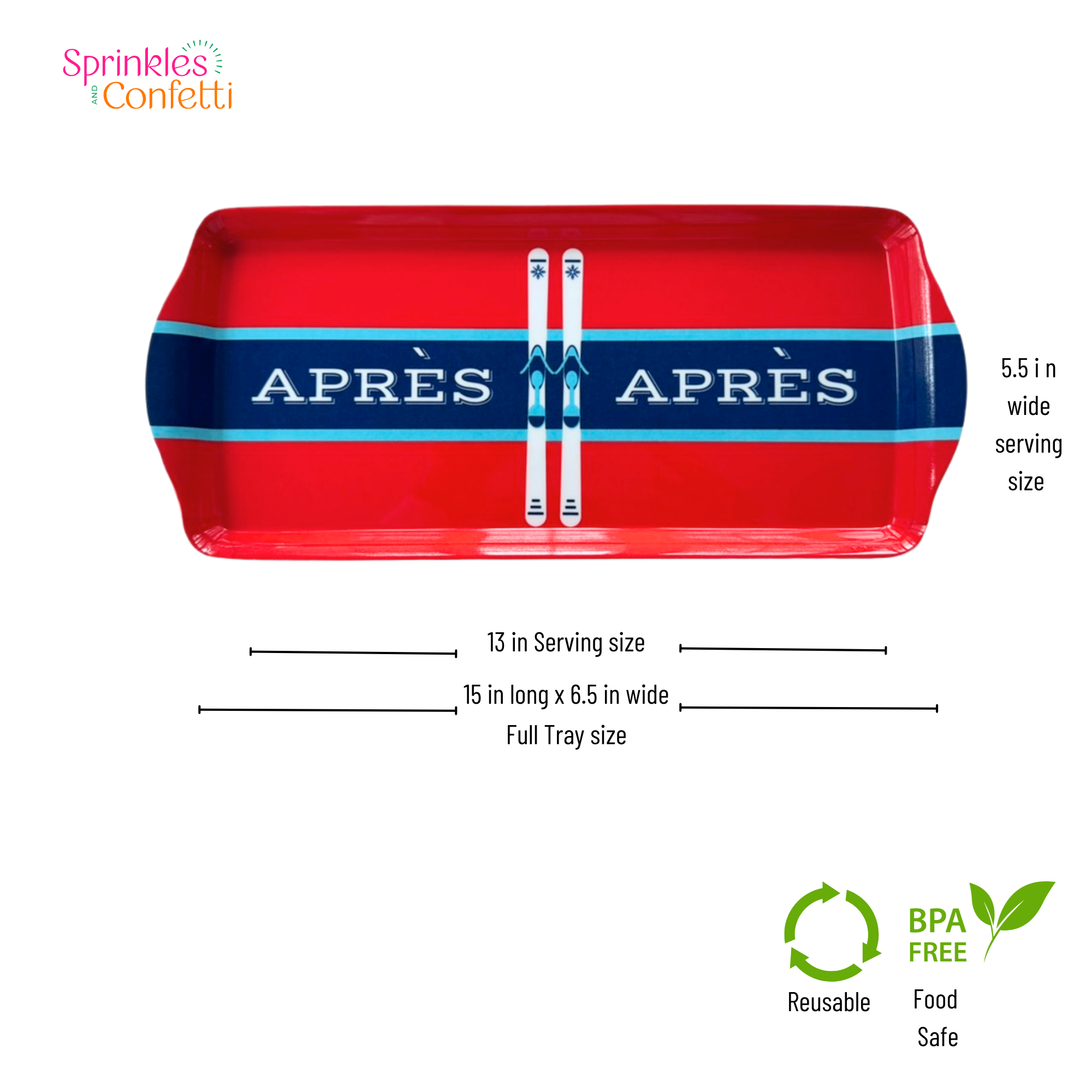 Aprés Ski Melamine Serving Tray for Appetizers & Desserts