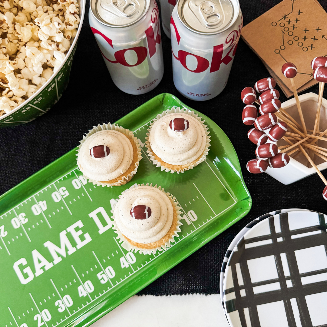 Green Football GameDay Melamine Tray for Appetizers & Tailgate Parties