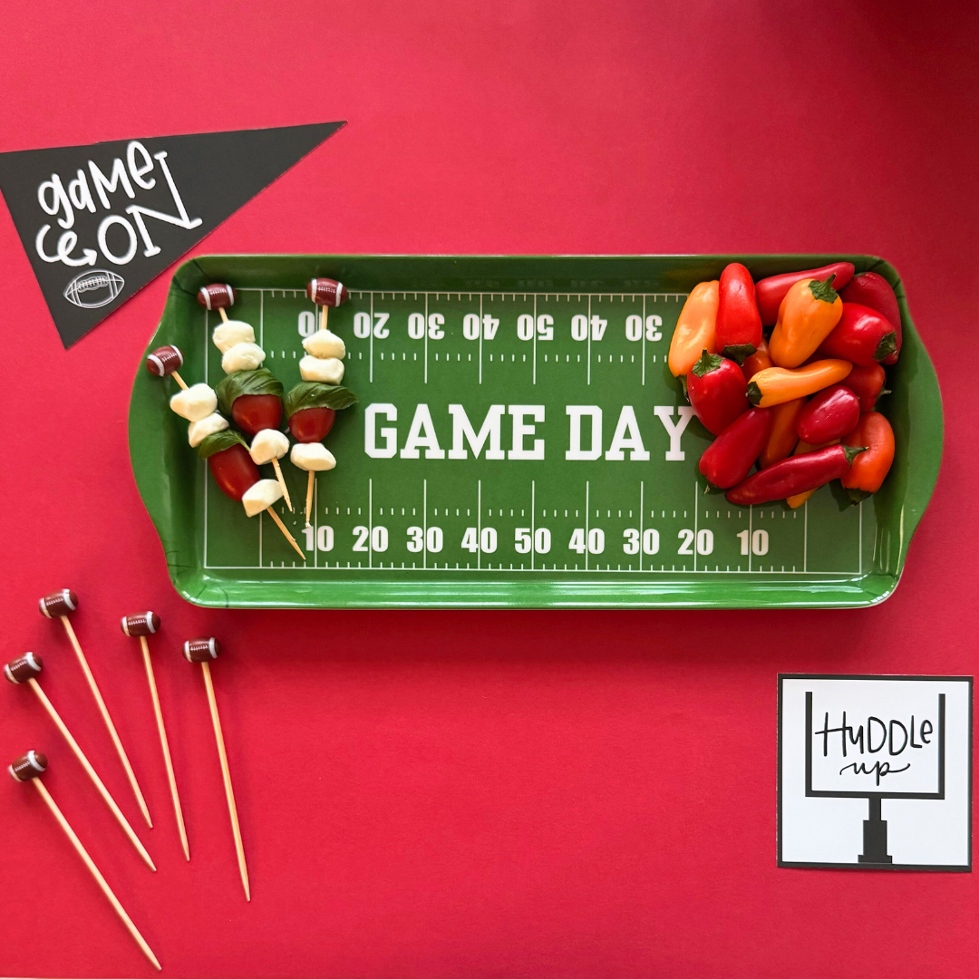 Green Football GameDay Melamine Tray for Appetizers & Tailgate Parties