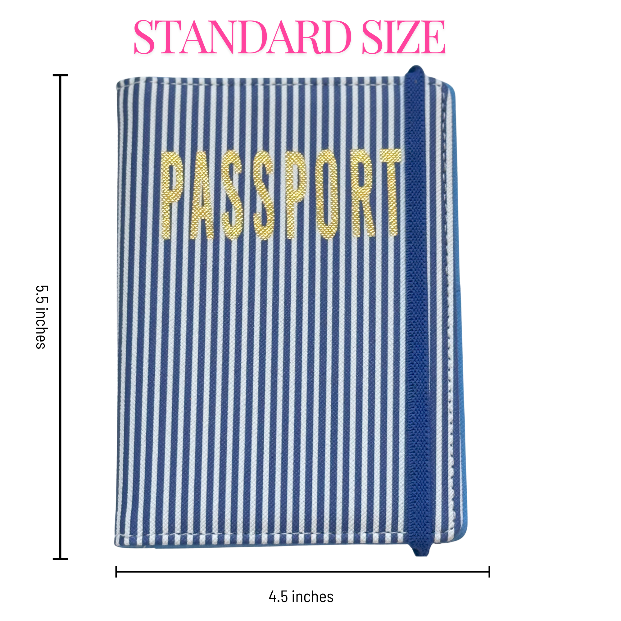 Navy Stripe Passport Case | Vegan Leather Travel Accessory & Holder