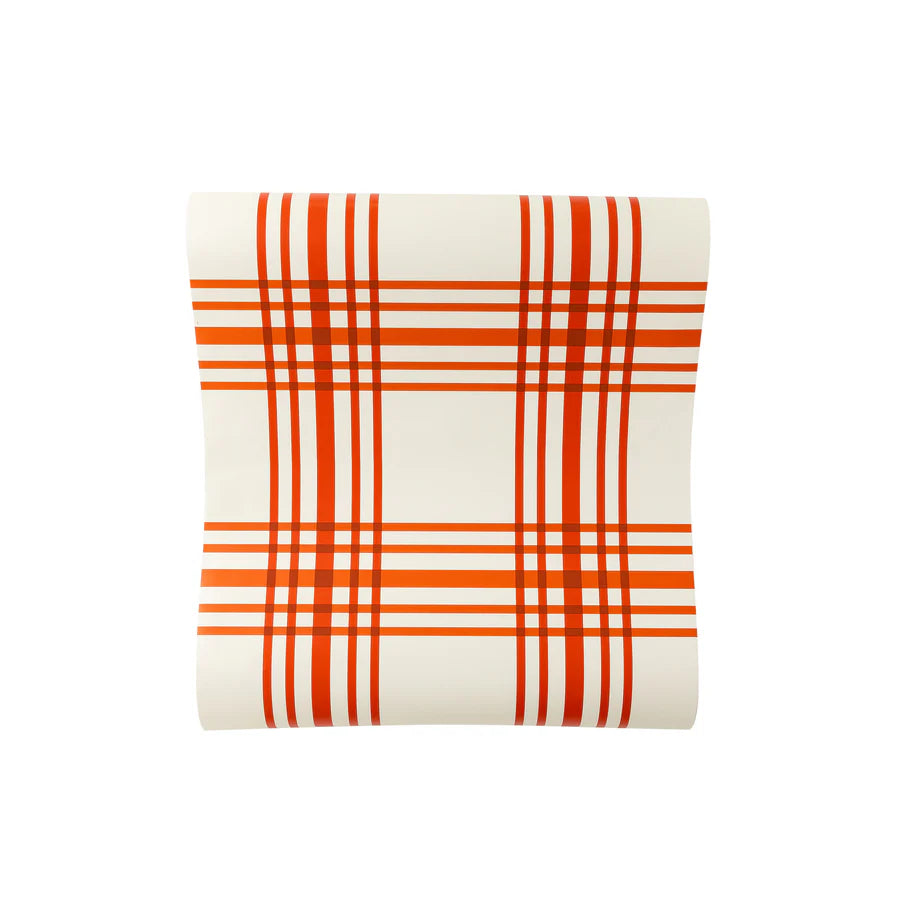 Fall Plaid Table Runner - Cream & Burnt Gingham for Seasonal Entertaining