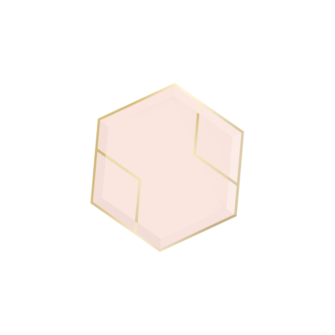 Blush & Gold Foil Hexagon Dessert Plates – Stylish & Elegant for Any Celebration